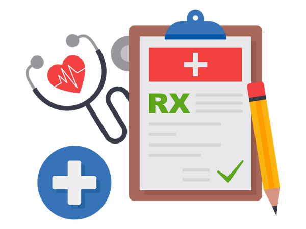 Clipboard with checklist and pencil for medical report  Illustration