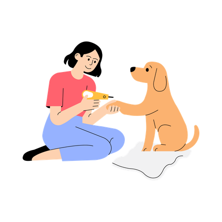 Clipping dog nails  Illustration