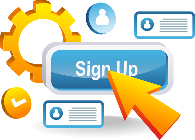 Clique em inscrever-se para se registrar  Ilustração