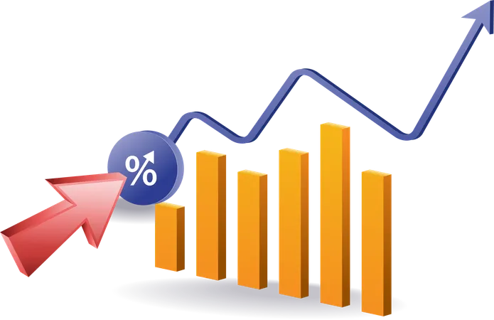 Clique na porcentagem do gráfico de análise de negócios  Ilustração