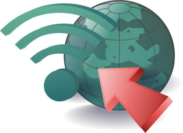 Cliquez sur le symbole Wi-Fi avec la terre  Illustration