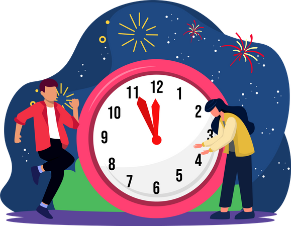 Clock ticking to new year eve Illustration