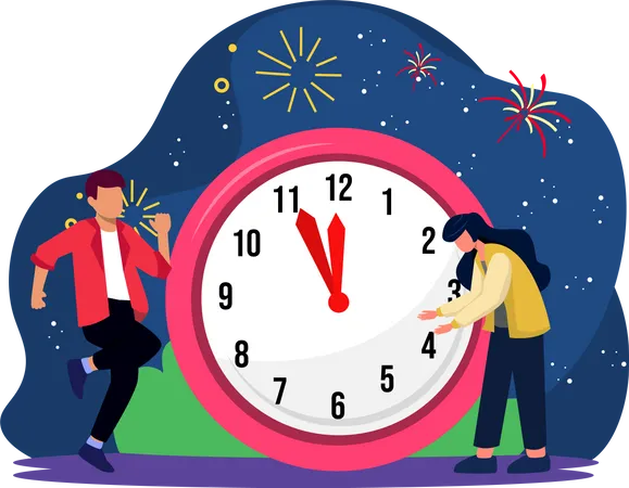 Clock ticking to new year eve  Illustration