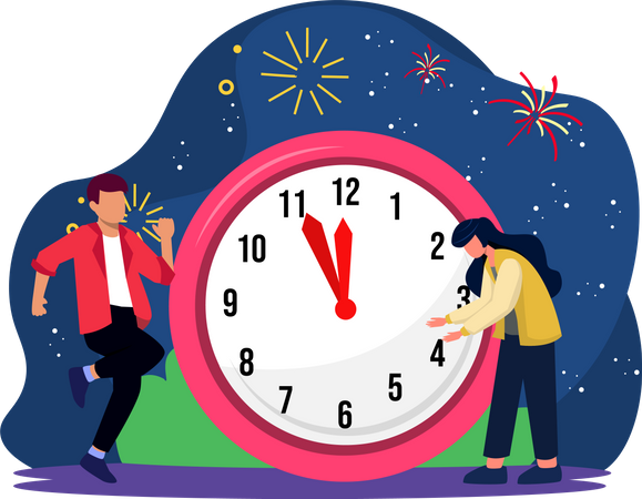 Clock ticking to new year eve  Illustration