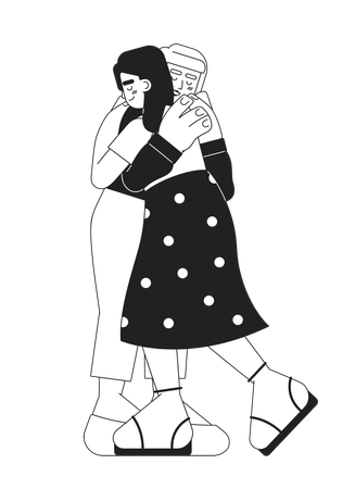 Close friends hugging  Illustration