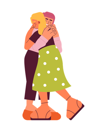 Close friends hugging  Illustration