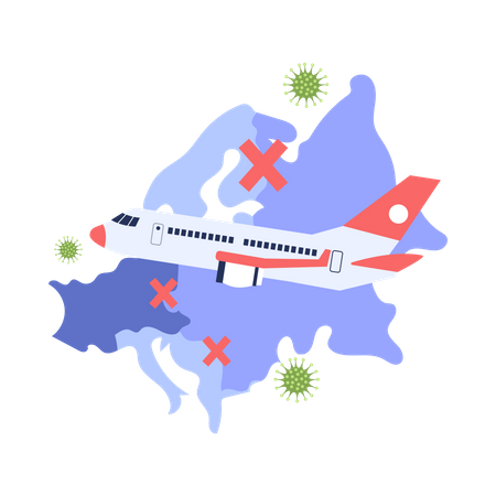 Closed borders between countries during pandemic  Illustration