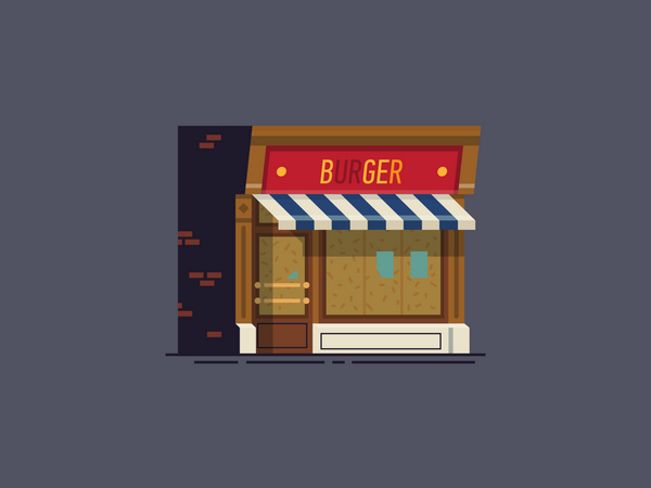 Closed Burger Shop  Illustration