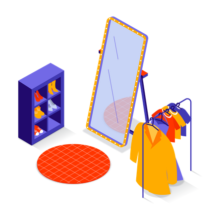 Closet with mirror  Illustration