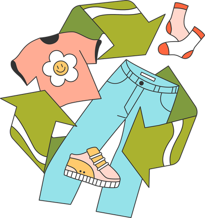 Clothes are recycled  Illustration