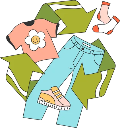 Clothes are recycled  Illustration