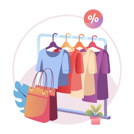 Clothes Discount in mall  Illustration