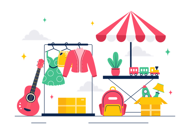 Clothes market stall  Illustration