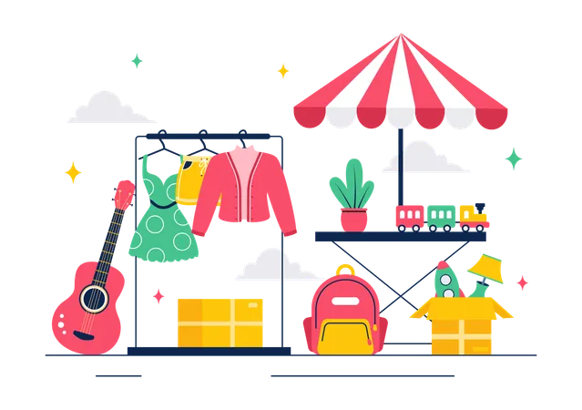 Clothes market stall  Illustration