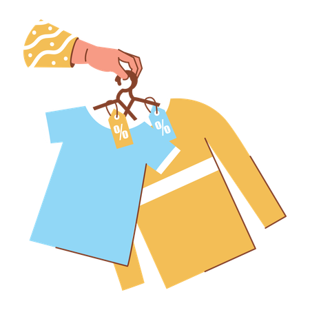 Clothes on Hanger with Discount Tags  Illustration