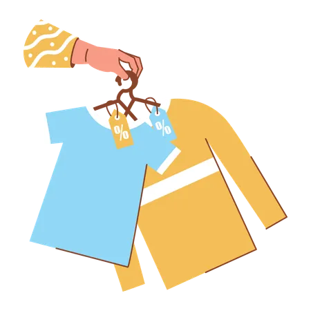 Clothes on Hanger with Discount Tags  Illustration