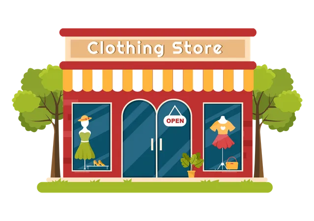Clothes shopping store exterior Illustration