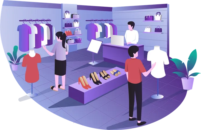 Clothing Store And Fashion Illustration