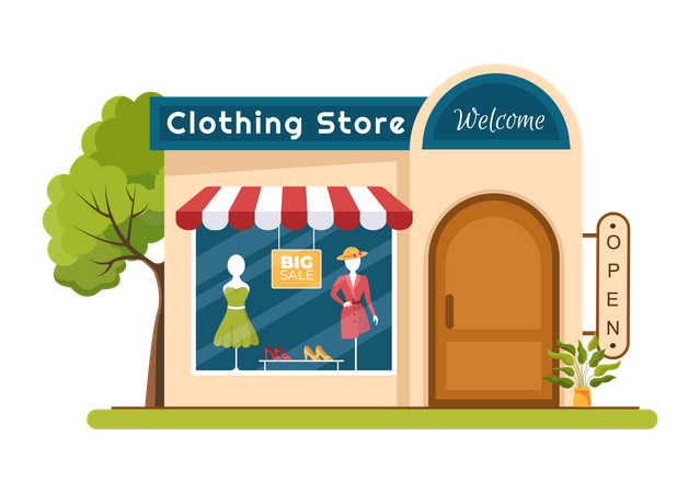 Clothing store exterior Illustration