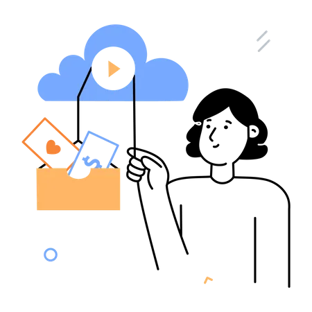 Check Out The Scalable Sketchy Illustration Of Cloud Ads Illustration