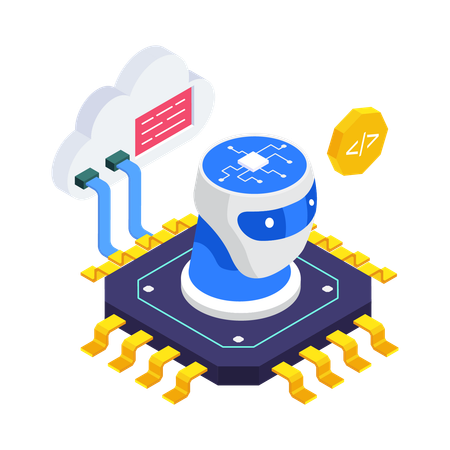 Cloud AI Processing  Illustration
