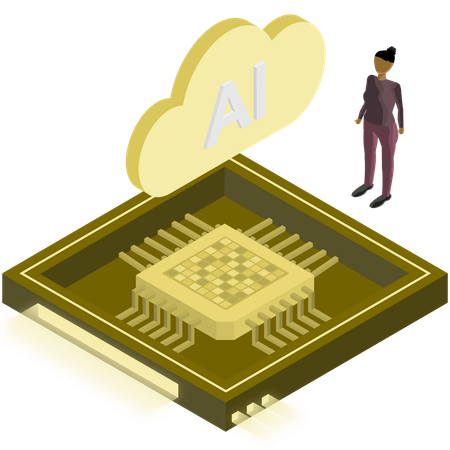 Cloud Based Ai Chip  Illustration