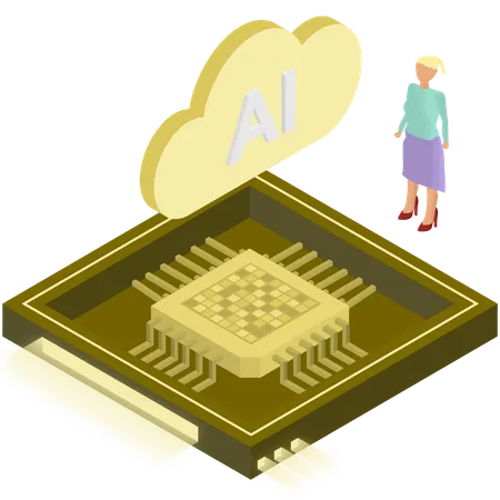 Cloud Based Ai Chip  Illustration