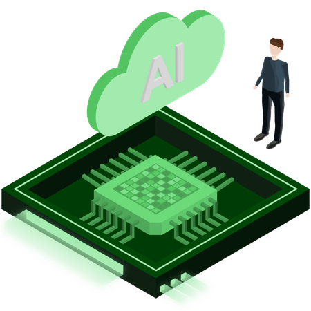 Cloud Based Ai Chip  Illustration