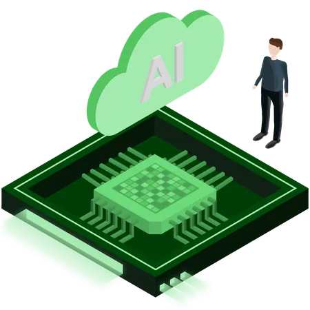 Cloud Based Ai Chip  Illustration