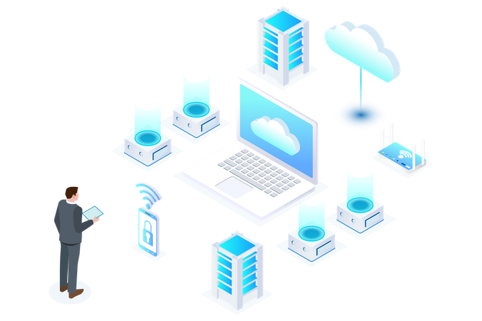 Cloud based computing Illustration