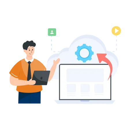 Cloud Based Engine  Illustration