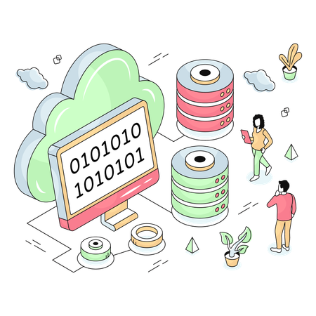 Cloud Binary Code used by developers  Illustration