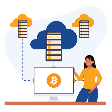 Cloud bitcoin mining  Illustration