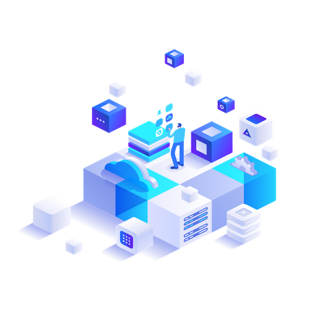 Cloud Blockchain Ecosystem  Illustration