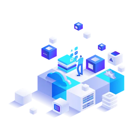 Cloud Blockchain Ecosystem  Illustration