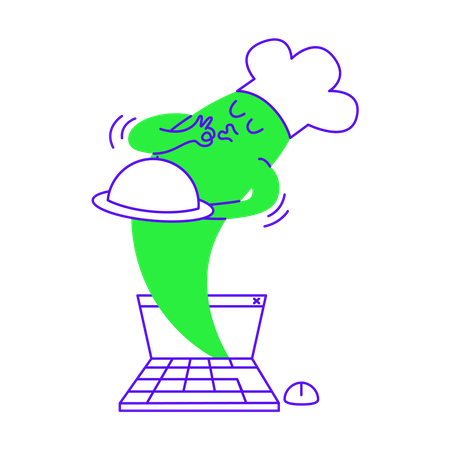 Cloud chef cumple con el pedido en línea  Ilustración