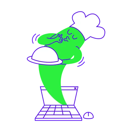 Cloud chef fulfill online order Illustration