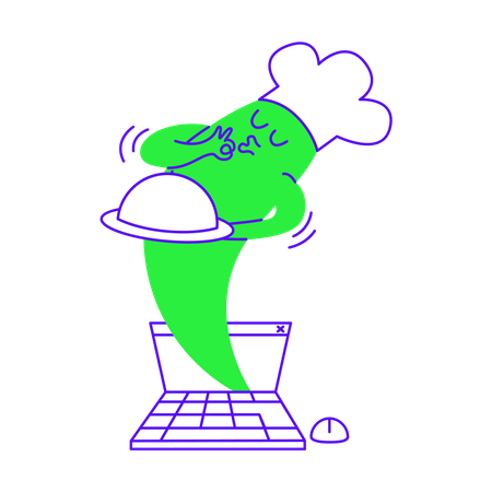 Cloud chef fulfill online order  Illustration