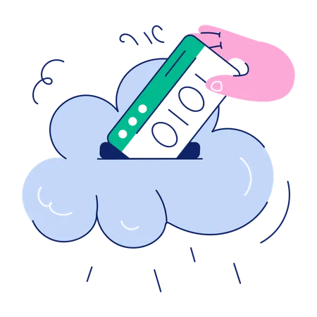Get This Hand Drawn Mini Illustration Of Cloud Coding Illustration