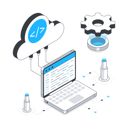 Cloud Coding and development  Illustration