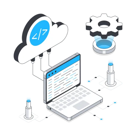 Cloud Coding and development  Illustration