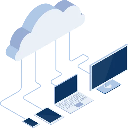 Isometric Electronic Devices Connecting With Cloud Cloud Computing Concept VECTOR EPS 10 Illustration
