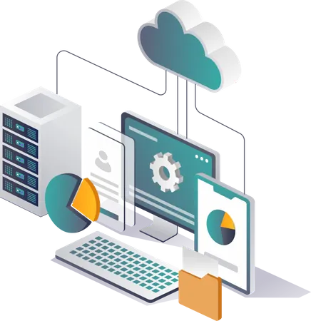 Server And Cloud Computer Network Illustration