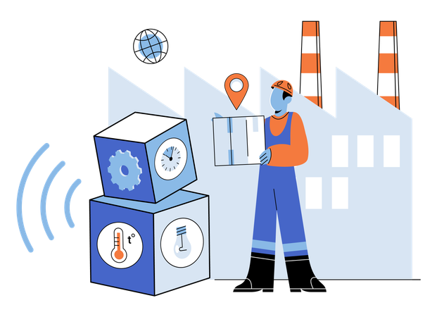 Cloud computing and big data merge casting digital veil over realm industry IoT  Illustration