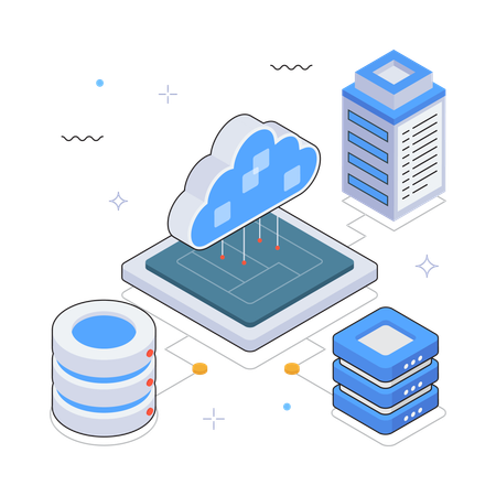Cloud Computing Platform with Database  Illustration