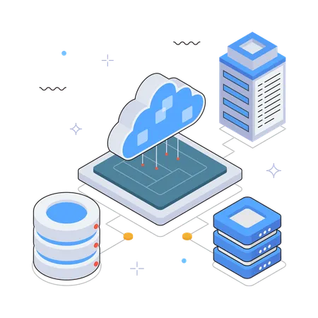 Cloud Computing Platform with Database  Illustration