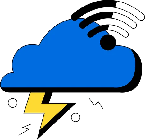 This Graphic Features A Cloud With Wifi Signals And A Lightning Bolt Symbolizing Cloud Computing Or Data Transmission イラスト