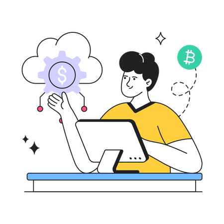 Cloud Currencies Management  Illustration