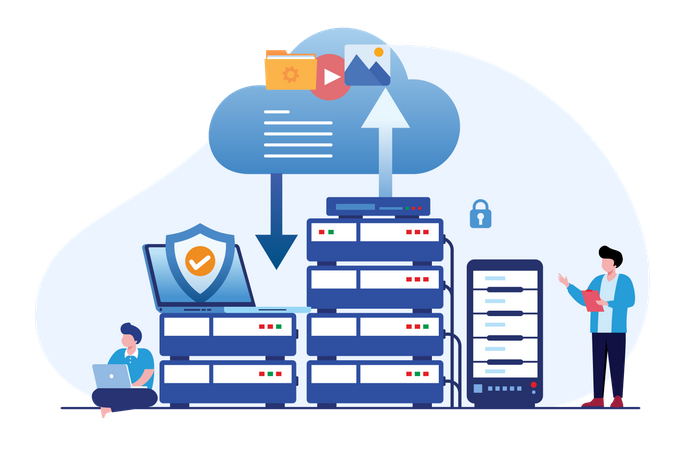 Cloud data backup  Illustration