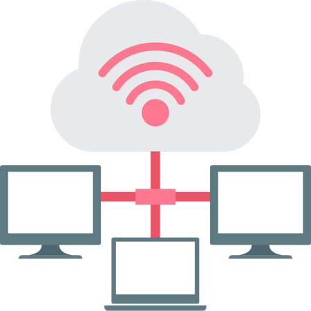 Cloud data is networking with screens  Illustration